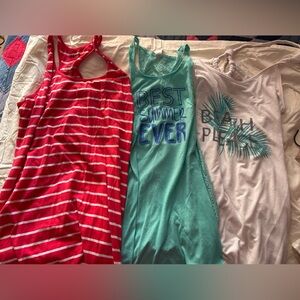 Colorful Graphic and Striped Tank beach cover ups